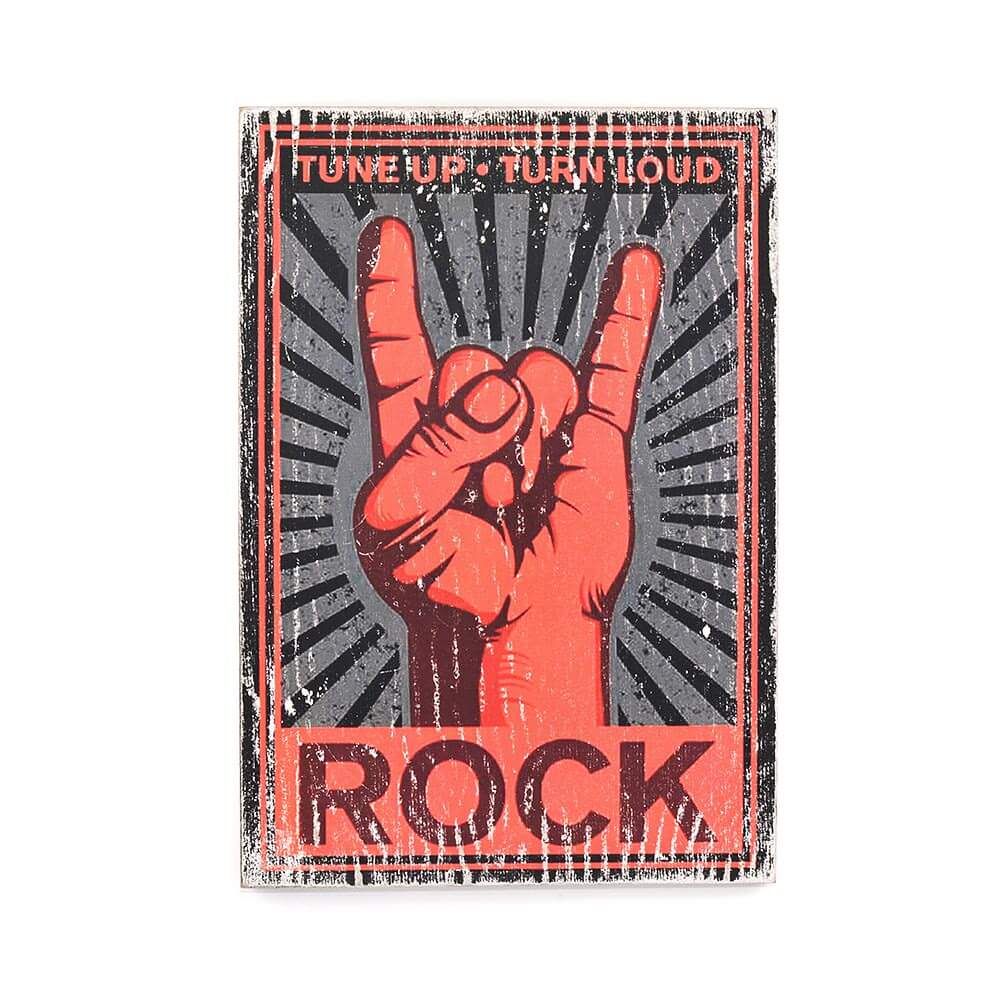 Деревянный постер "Rock. Tune up. Turn loud"