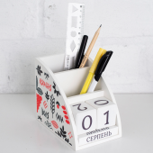 Дерев'яний органайзер - вічний календар "Кохання. Воля. Сила" (білий колір)