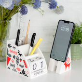 Дерев'яний органайзер - вічний календар "Кохання. Воля. Сила" (білий колір)