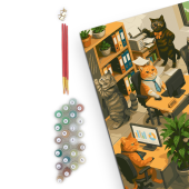 Картина по номерам "Кошачий офис"