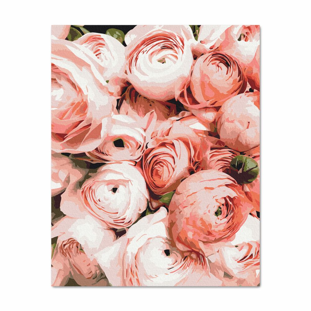 Картина за номерами "Персикові піоновидні троянди"