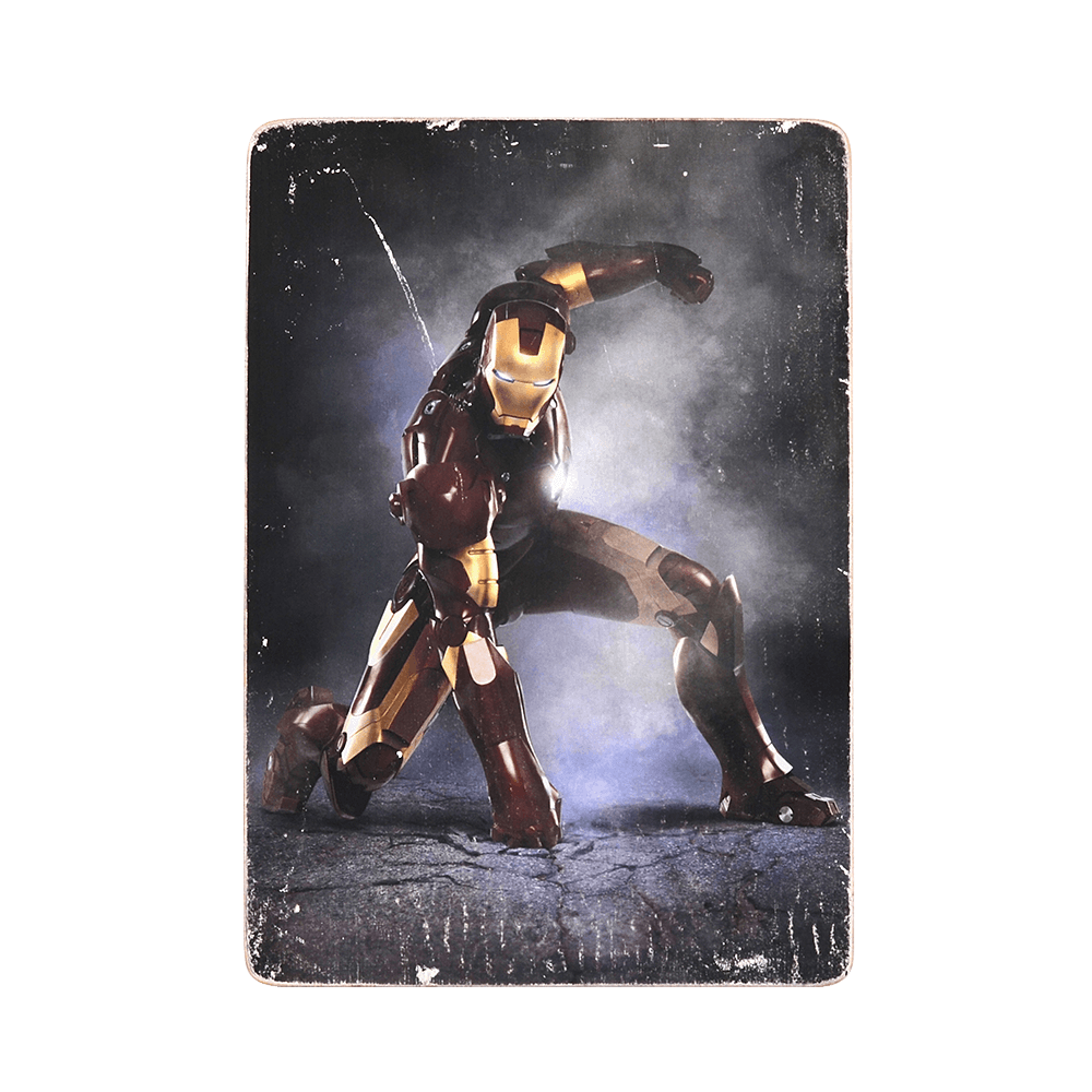 Деревянный постер "Iron Man #3 In smoke"