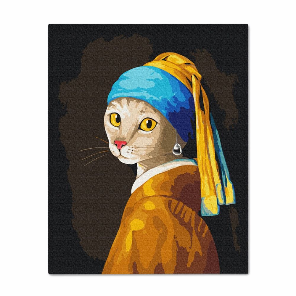 Картина по номерам ORNER x InnaRuda "Кошка с жемчужной сережкой"