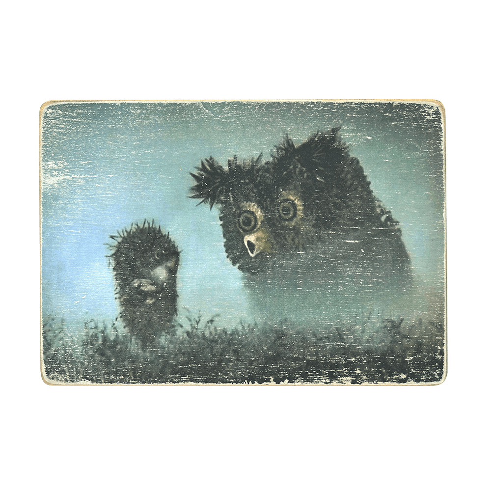 Деревянный постер "Hedgehog and Owl"
