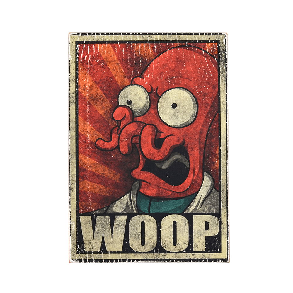 Деревянный постер "Futurama #5 Woop"