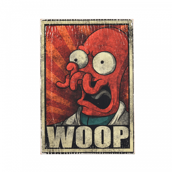 Деревянный постер "Futurama #5 Woop"