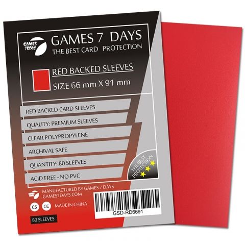 Протекторы для карт Games 7 Days 66x91 мм RED