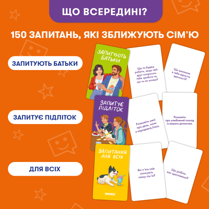 Розмовна гра ORNER "Розкажи мені все! Батьки та підлітки" (UA)