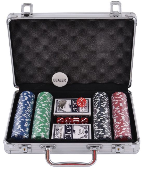 Набір для гри в покер у алюмінієвому кейсі (200 фішок)