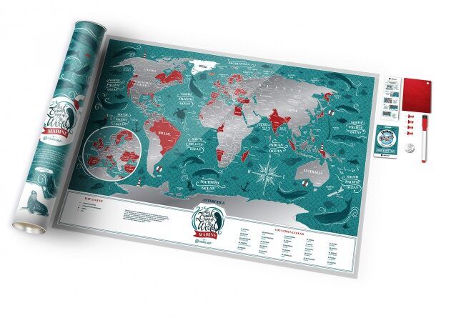 Скретч Карта Мира Travel Map Marine