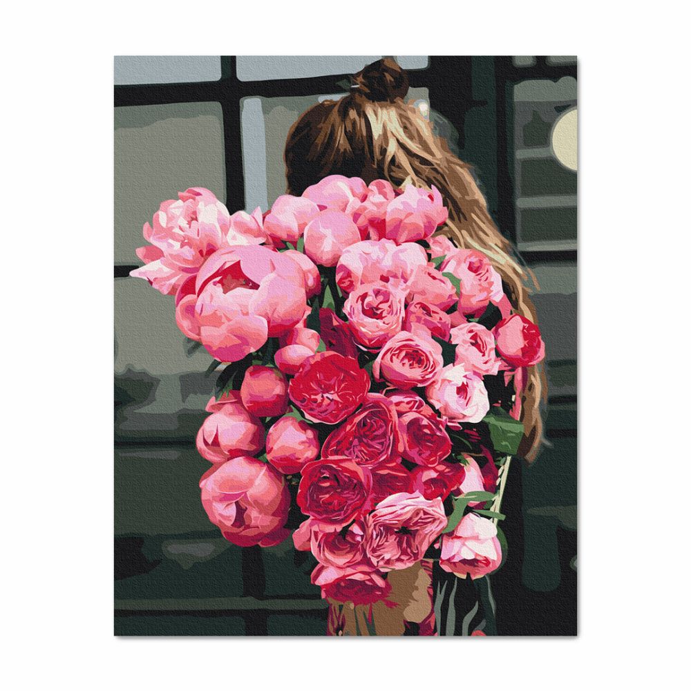 Картина за номерами "Дівчина з квітами"