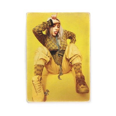 Деревянный постер "Billie Eilish in yellow"