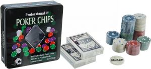 Покерный набор на 100 фишек с номиналом