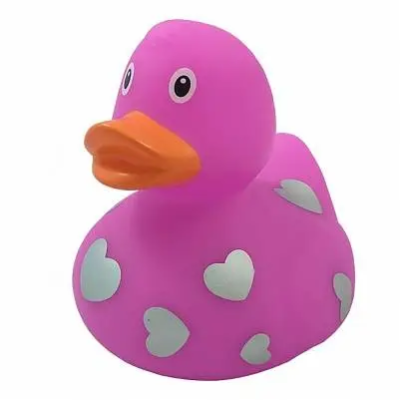 Качка FunnyDucks Рожева в білих сердечках