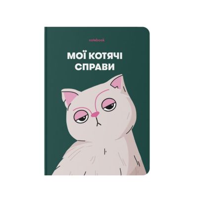 Блокнот в клеточку ORNER «Мои кошачьи дела» зеленый