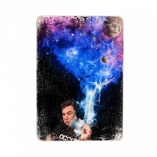 Деревянный постер "Илон Маск в космосе"