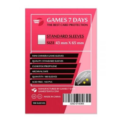 Протектори для карт Games 7 Days 43x65 мм