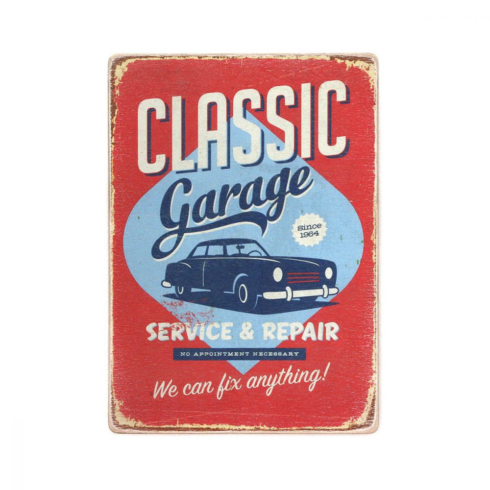 Деревянный постер "Classic Garage #1 We can fix anything"