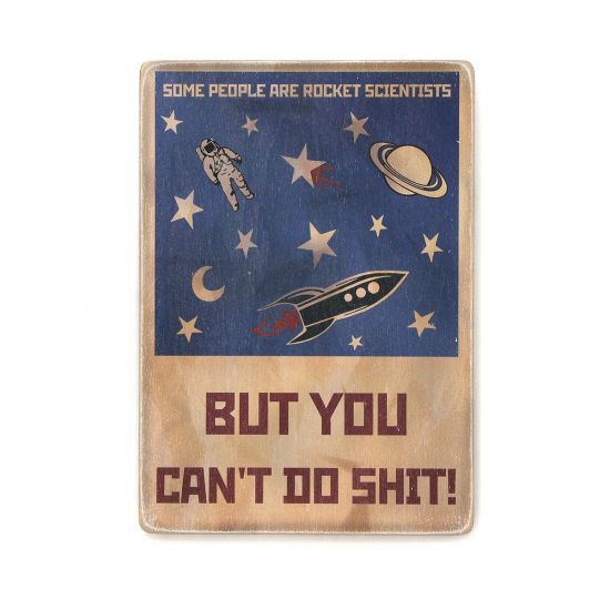 Деревянный постер "Some people are rocket scientists, but you can't do shit"