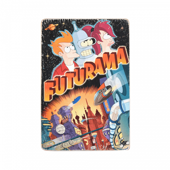 Деревянный постер "Futurama #3 Fry, Bender, Leela"