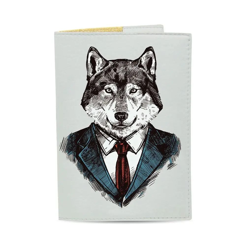 Обложка на паспорт "Волк в костюме"