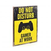 Деревянный постер "Do not disturb. Gamer at work. Yellow and black"