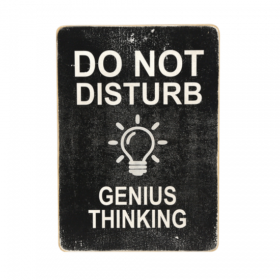 Деревянный постер "Do not disturb. Genius thinking. Black background"