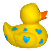 Качка FunnyDucks Жовта у блакитних сердечках